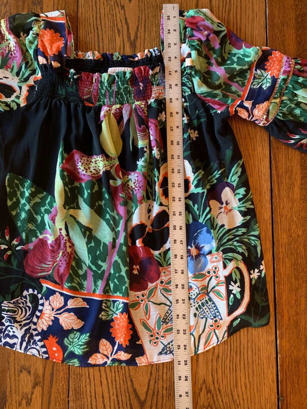 Anthropologie Multicolor Floral Patchwork Off-Shoulder Blouse - Picture 8 of 9